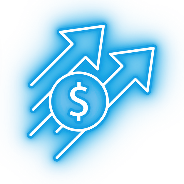 Neon blue value icon